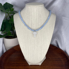 Load image into Gallery viewer, Angelite &amp; Clear Quartz Mushroom Necklace
