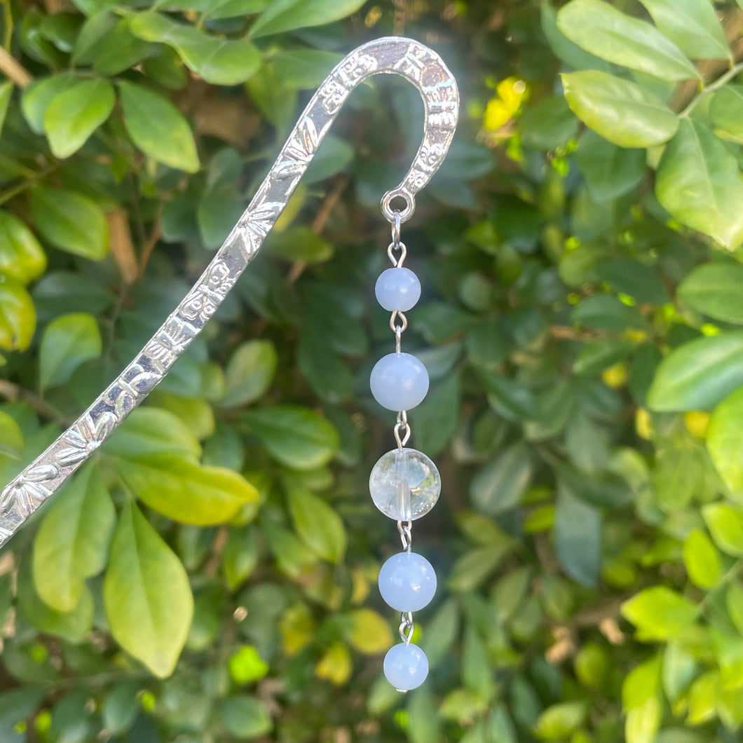 Angelite & Clear Quartz Bookmark