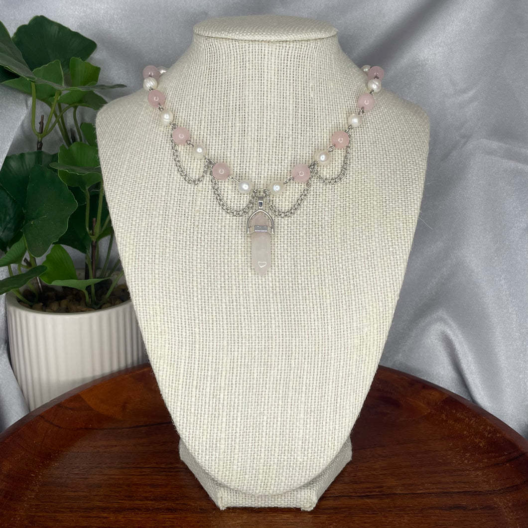 Rose Quartz & Freshwater Pearl Necklace