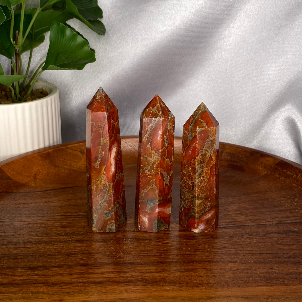 Moss Agate x Carnelian Towers