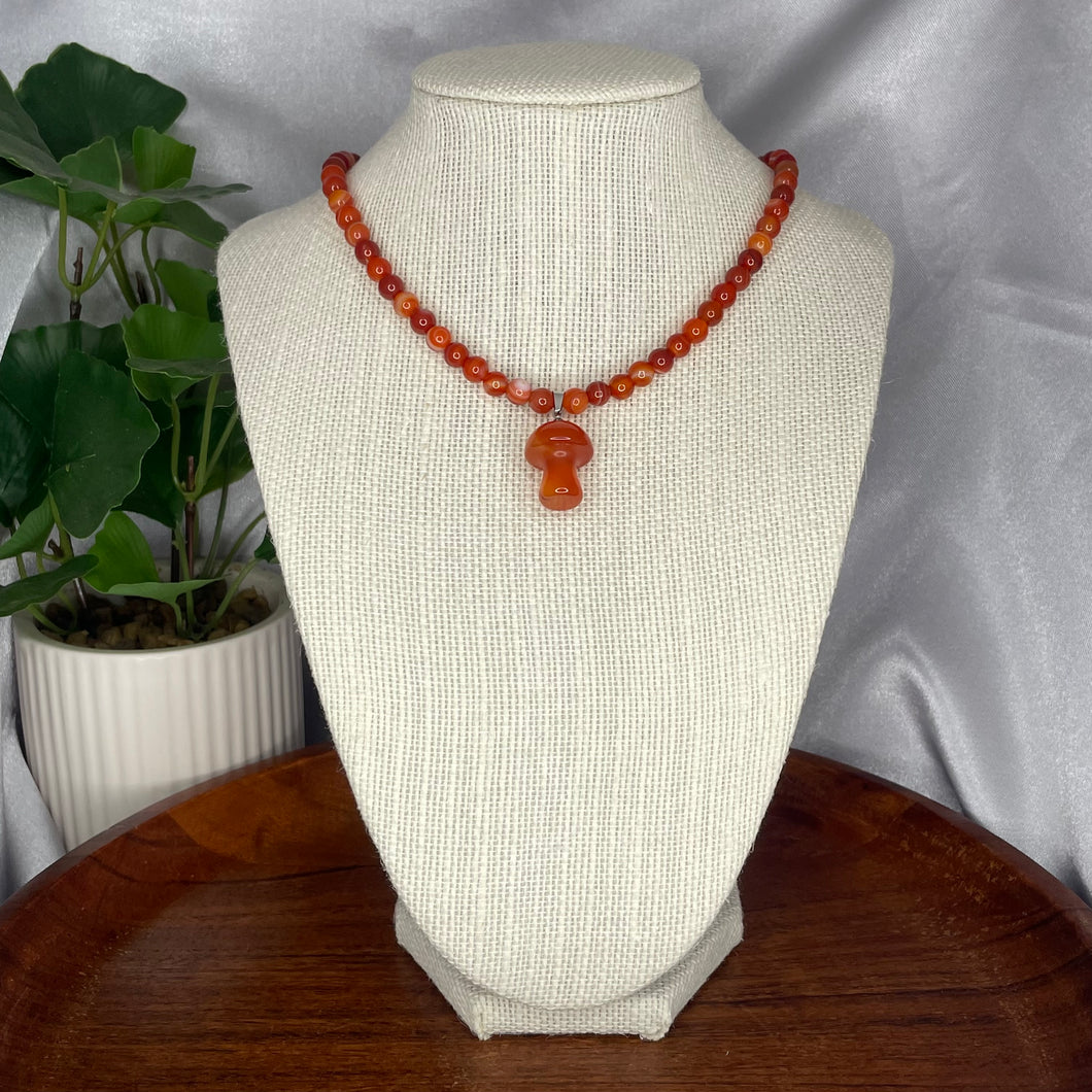 Carnelian Mushroom Necklace