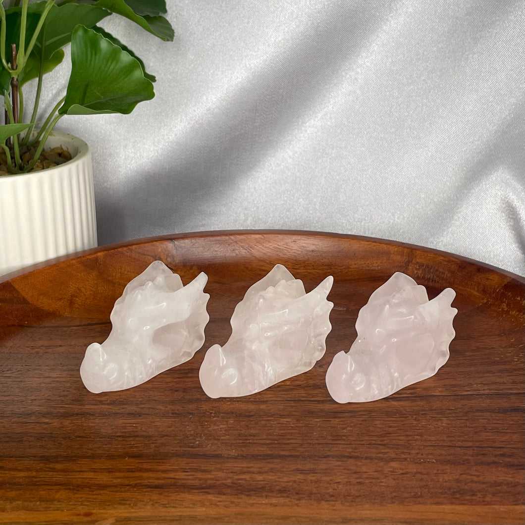 Rose Quartz Dragon Heads