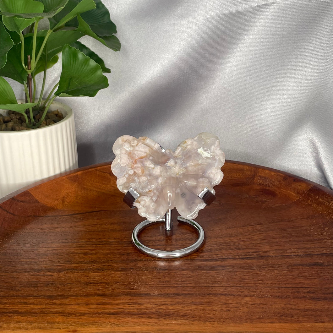 Flower Agate Butterfly (Stand Included)