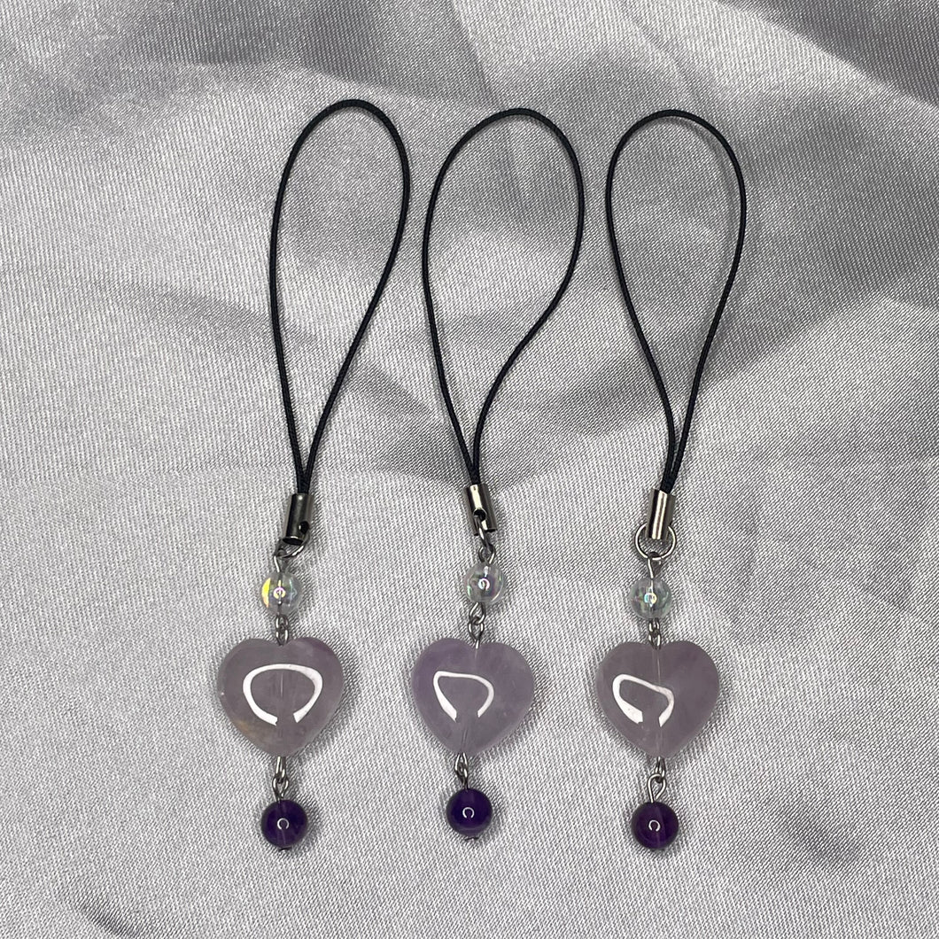 Amethyst Heart Phone Charms