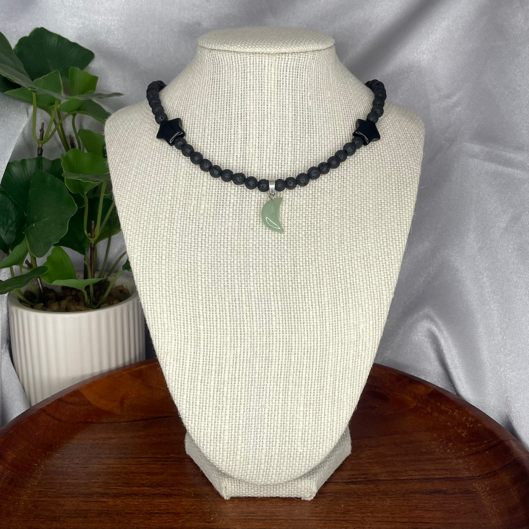 Lava Stone Star & Moon Necklace