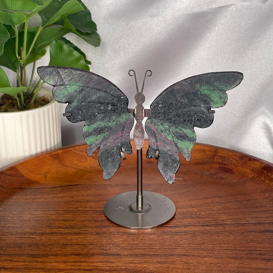 Ruby Zoisite Butterfly Wings on Stand