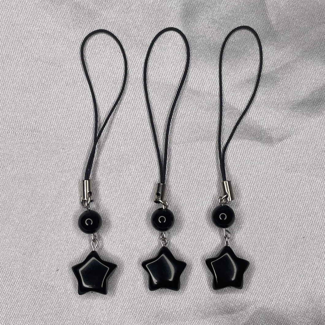 Black Obsidian Star Phone Charms