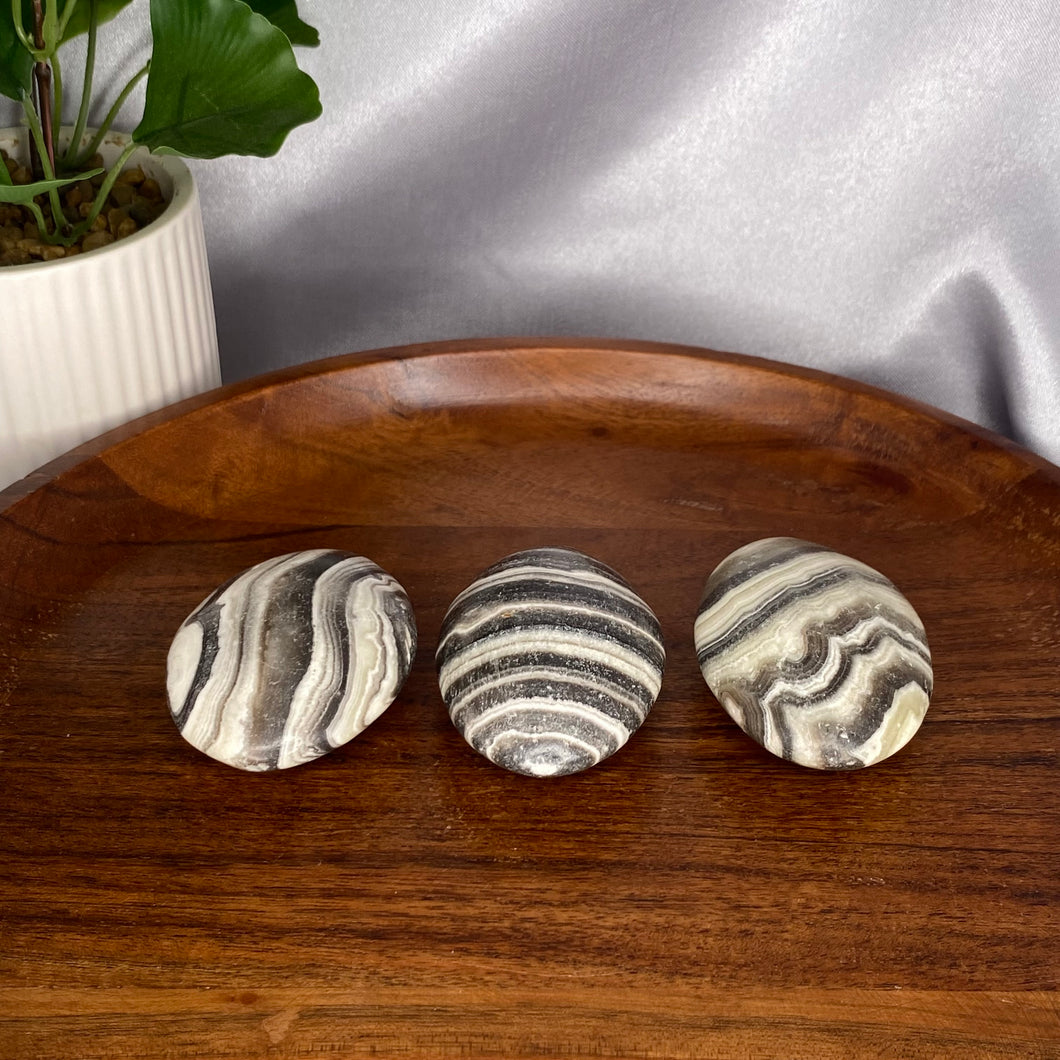 Zebra Calcite Palm Stones