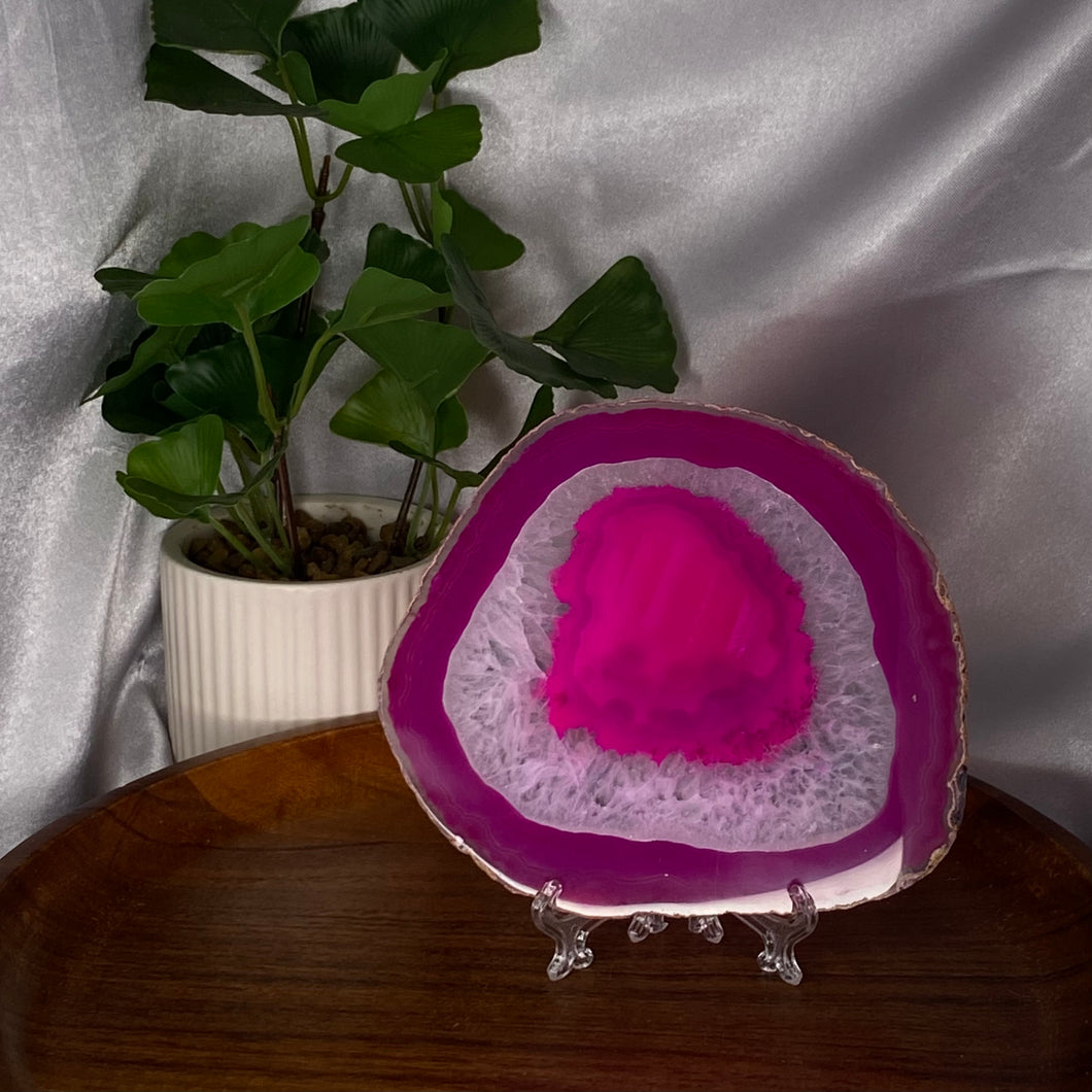 Large Pink Dyed Agate Slice