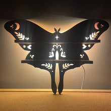 Load image into Gallery viewer, Luna Moth Wooden LED Display Shelf
